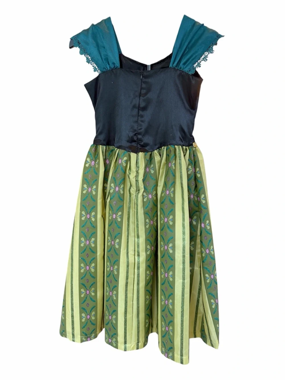 Girl’s Halloween Disney Frozen Princess Anna Dress - Green & Black w Gold Trim